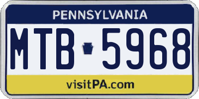 PA license plate MTB5968
