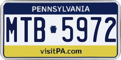 PA license plate MTB5972