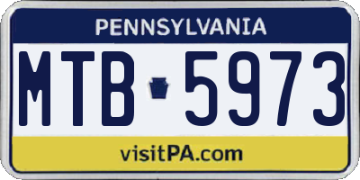 PA license plate MTB5973