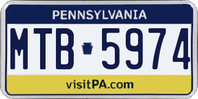 PA license plate MTB5974