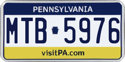 PA license plate MTB5976
