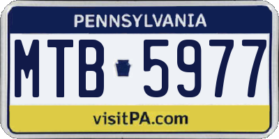 PA license plate MTB5977