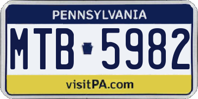 PA license plate MTB5982