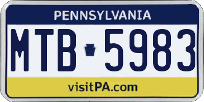 PA license plate MTB5983