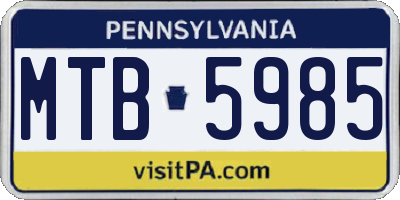 PA license plate MTB5985