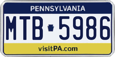PA license plate MTB5986