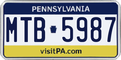 PA license plate MTB5987