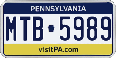 PA license plate MTB5989