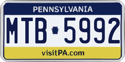 PA license plate MTB5992