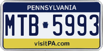 PA license plate MTB5993