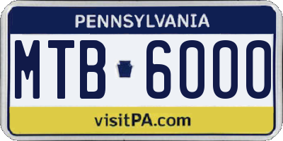 PA license plate MTB6000