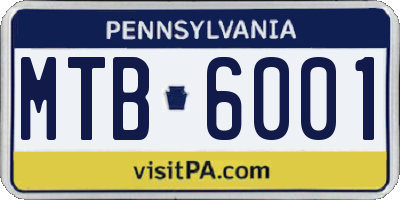 PA license plate MTB6001