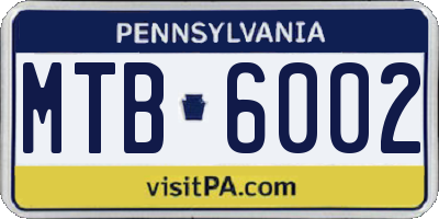PA license plate MTB6002
