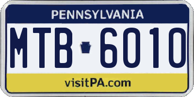 PA license plate MTB6010