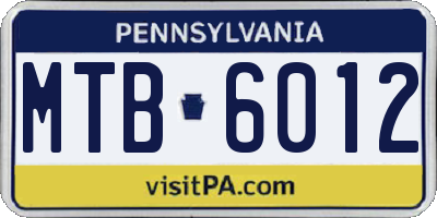 PA license plate MTB6012