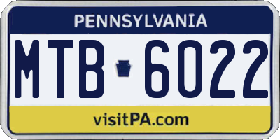 PA license plate MTB6022