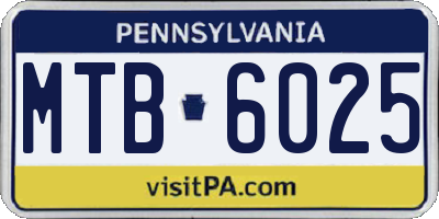 PA license plate MTB6025
