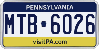 PA license plate MTB6026