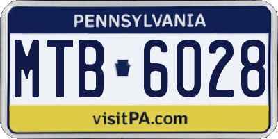 PA license plate MTB6028