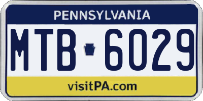 PA license plate MTB6029