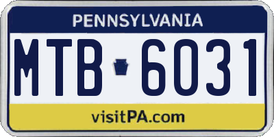 PA license plate MTB6031