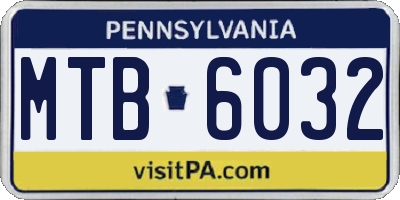 PA license plate MTB6032