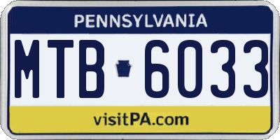 PA license plate MTB6033