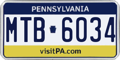 PA license plate MTB6034