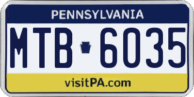 PA license plate MTB6035