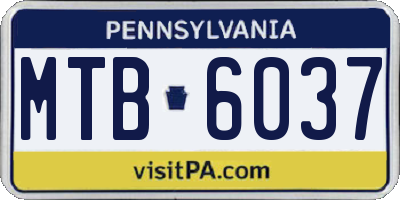 PA license plate MTB6037