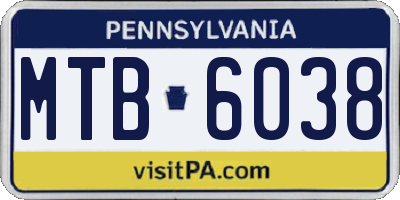 PA license plate MTB6038