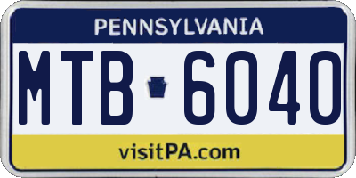 PA license plate MTB6040