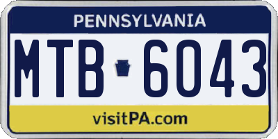 PA license plate MTB6043