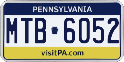PA license plate MTB6052