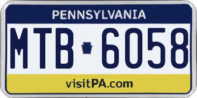 PA license plate MTB6058