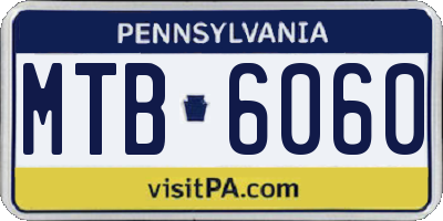 PA license plate MTB6060