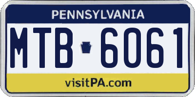 PA license plate MTB6061