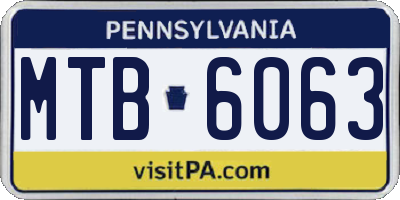 PA license plate MTB6063