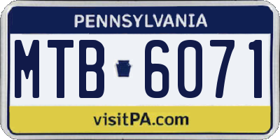 PA license plate MTB6071