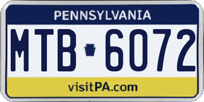 PA license plate MTB6072