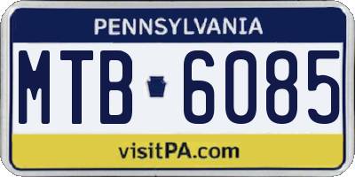 PA license plate MTB6085