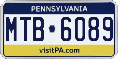 PA license plate MTB6089