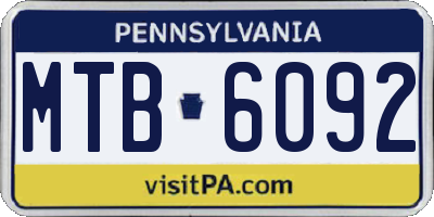 PA license plate MTB6092
