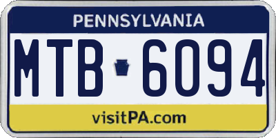 PA license plate MTB6094