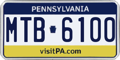 PA license plate MTB6100