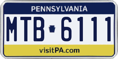 PA license plate MTB6111