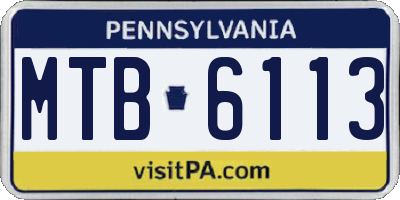 PA license plate MTB6113