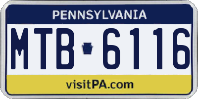PA license plate MTB6116