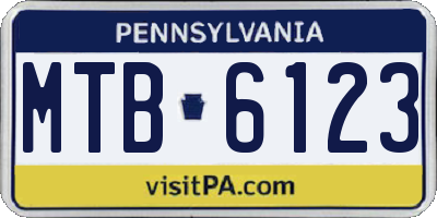 PA license plate MTB6123