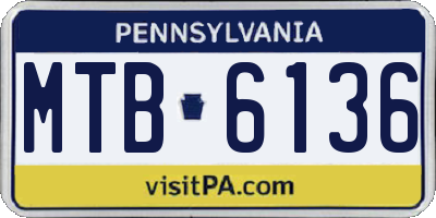 PA license plate MTB6136